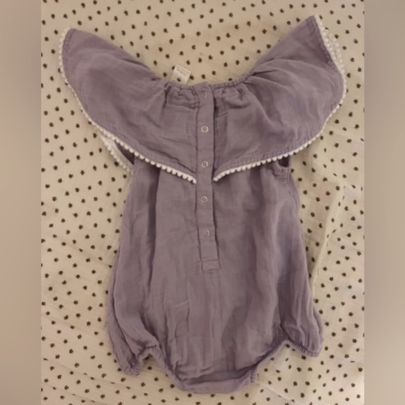 Kate Quinn Lavender Ruffle Bubble with Pom Pom trim - Picture 2 of 2